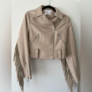 Nasty Gal Tan Fringe Faux Leather Jacket - never worn!